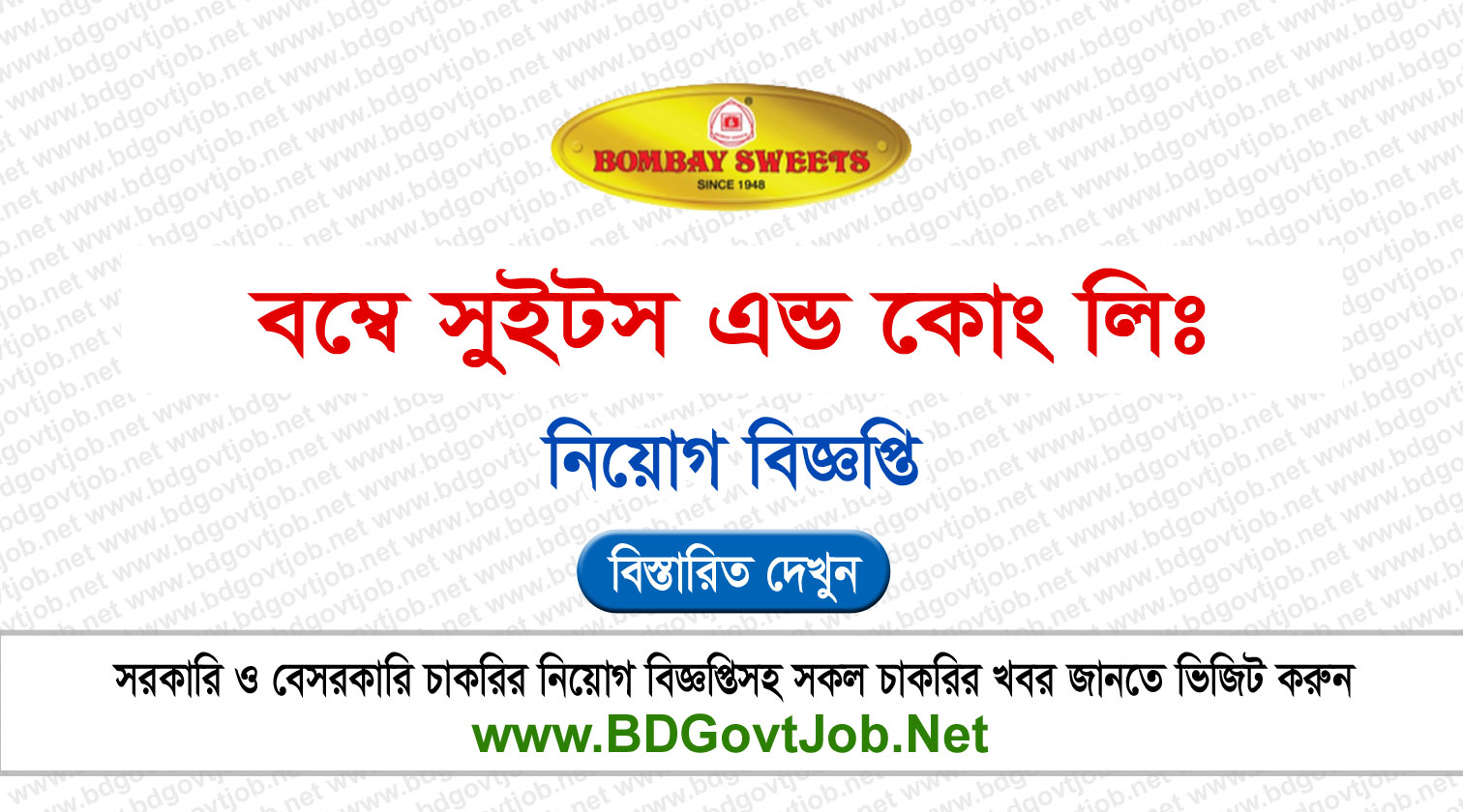 Bombay Sweets Job Circular 2026 - www.bombaysweetsbd.com Circular page 1