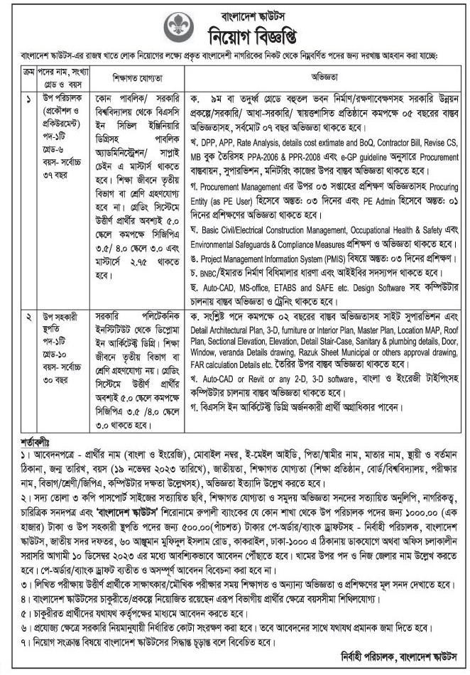 Bangladesh Scouts Job Circular 2024