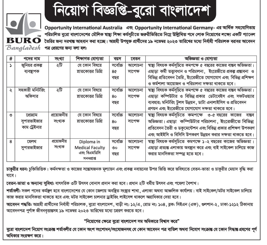 BURO Bangladesh Job Circular 2024