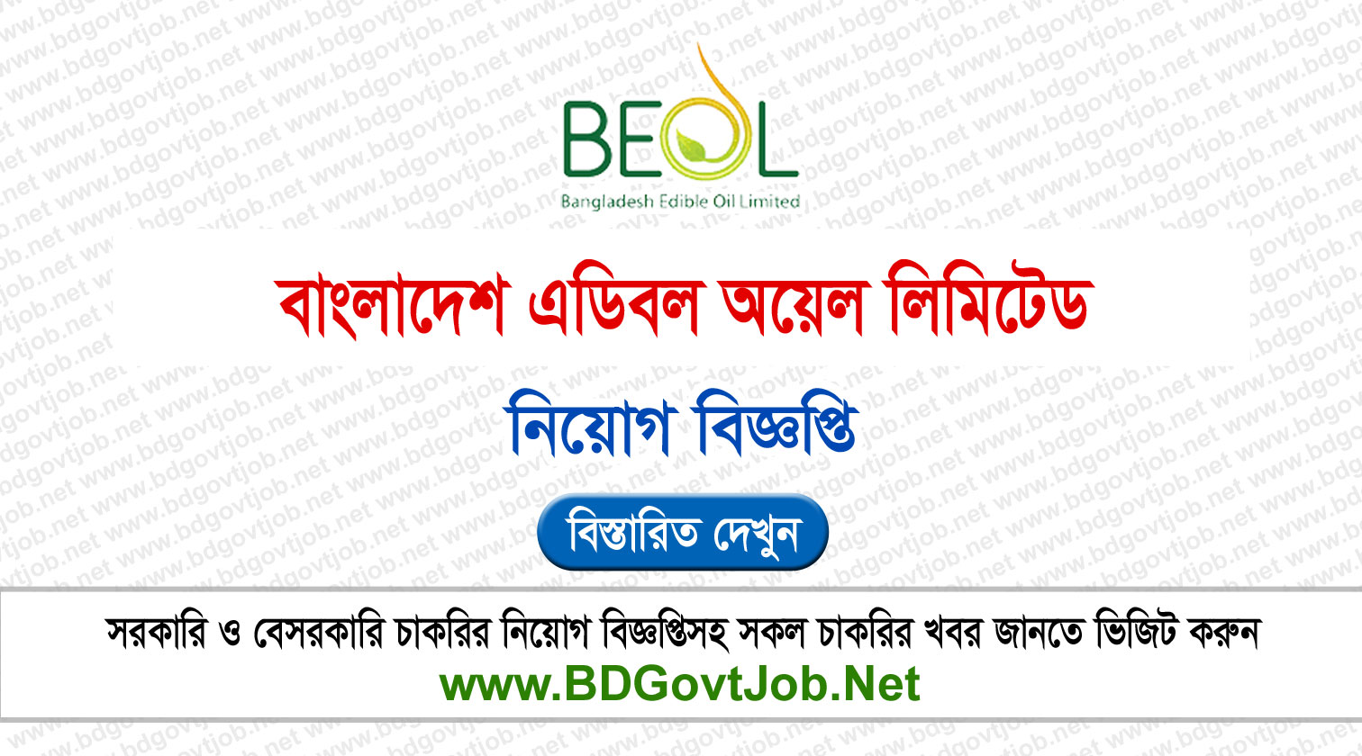 বাংলাদেশ এডিবল অয়েল লিমিটেড নিয়োগ বিজ্ঞপ্তি ২০২৬ BEOL Job Circular 2026 Circular page 1